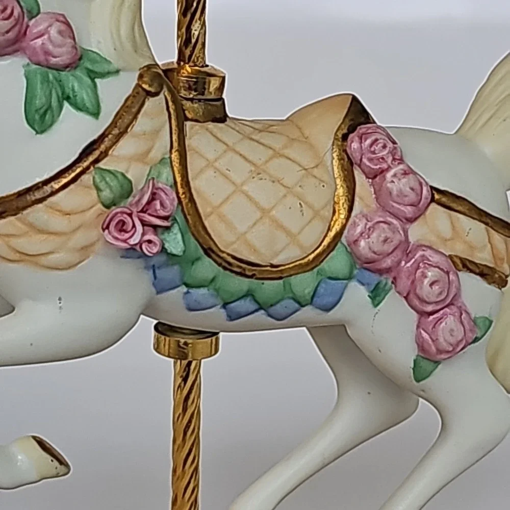 Franklin‎ Mint World Of Carousel Horses The Rose Horse Gold Porcelain COA M1043